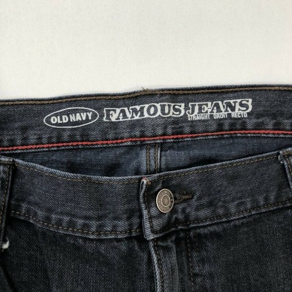 Old Navy Jeans Men's 42 Black Famous Straight Leg Denim Pants Reg Fit Size 42X30 - Picture 7 of 12